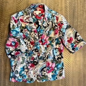 Coldwater Creek floral cotton spandex 2 button jacket Women’s sz 8